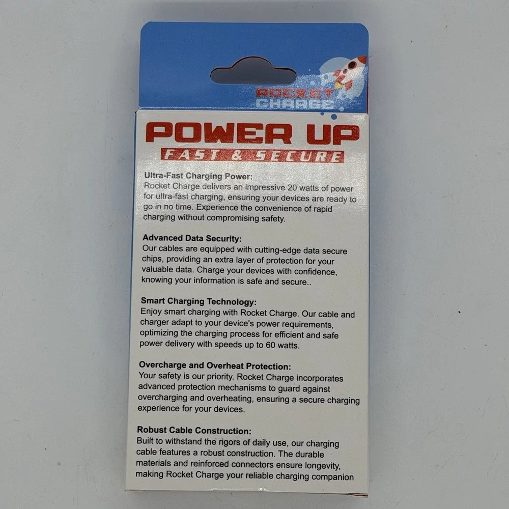 Rocket Charge Power Up - 20W USB-C PD Home Wall Charger & 3ft 8-Pin Cable